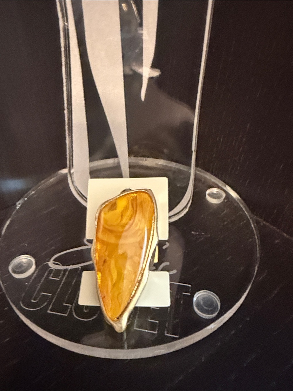 Golden Amber Cocktail Ring - Women's Statement Jewelry